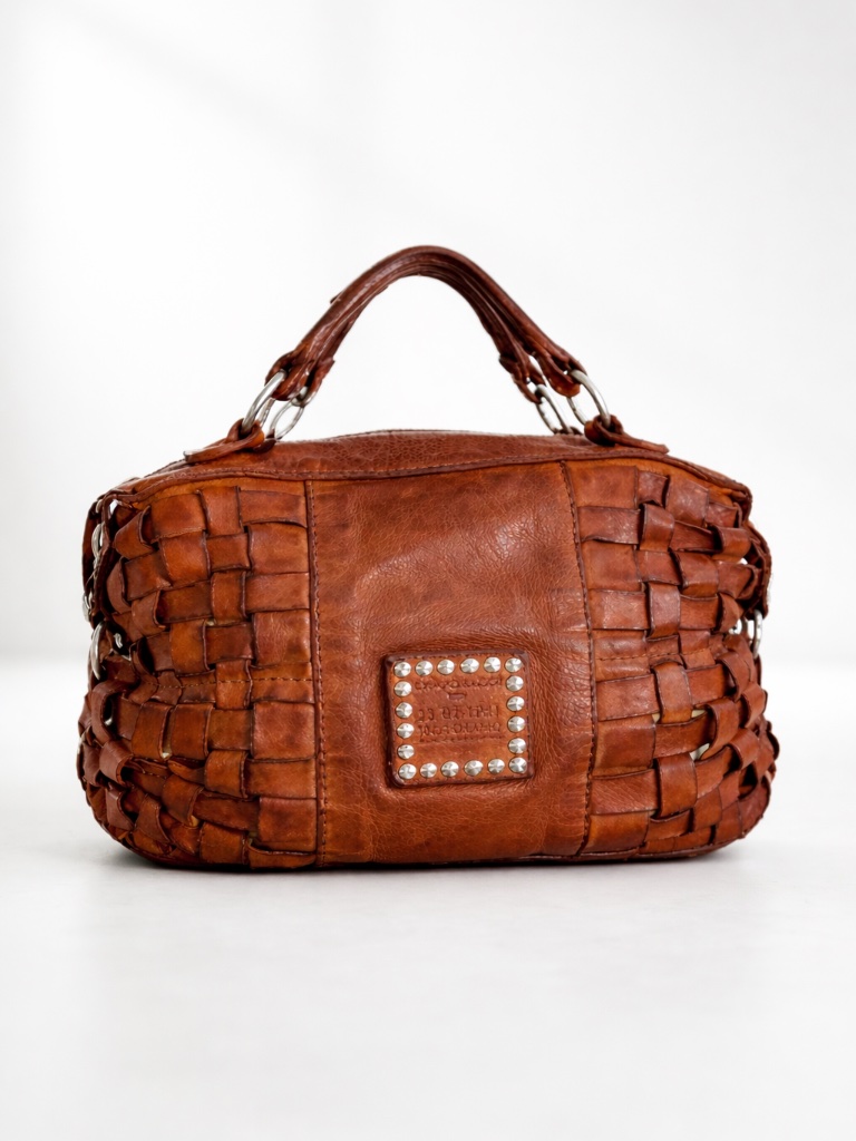 Campomaggi Braided Leather Satchel In Rich Brown